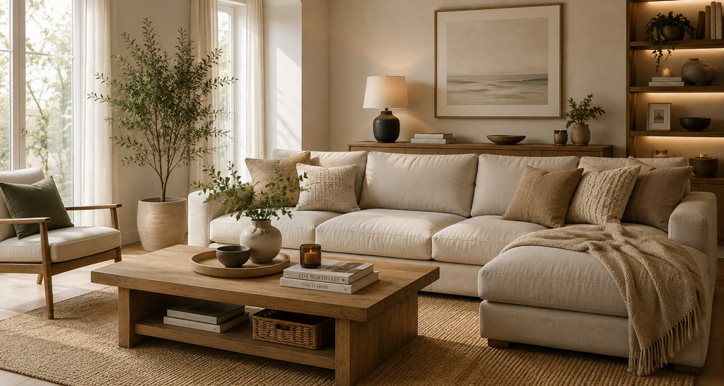 Warm modern living room interior