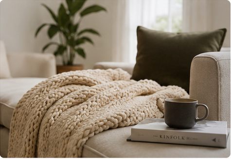 Living room cushions and throws