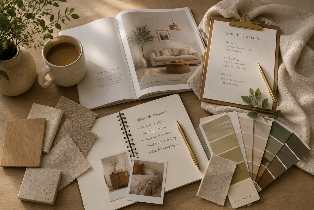 Curated home decor details in a calm interior