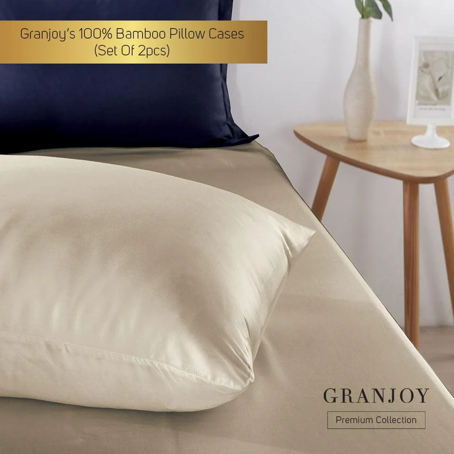 Champagne bamboo pillowcase set for a luxury hotel-inspired bedroom