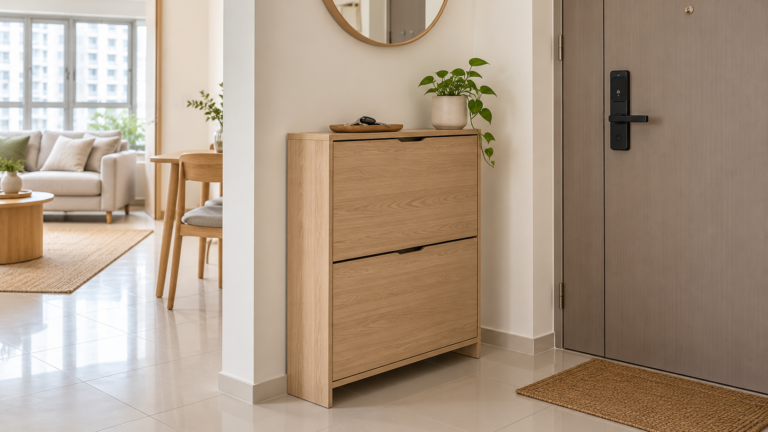 Slim shoe cabinets for HDB entryways in Singapore
