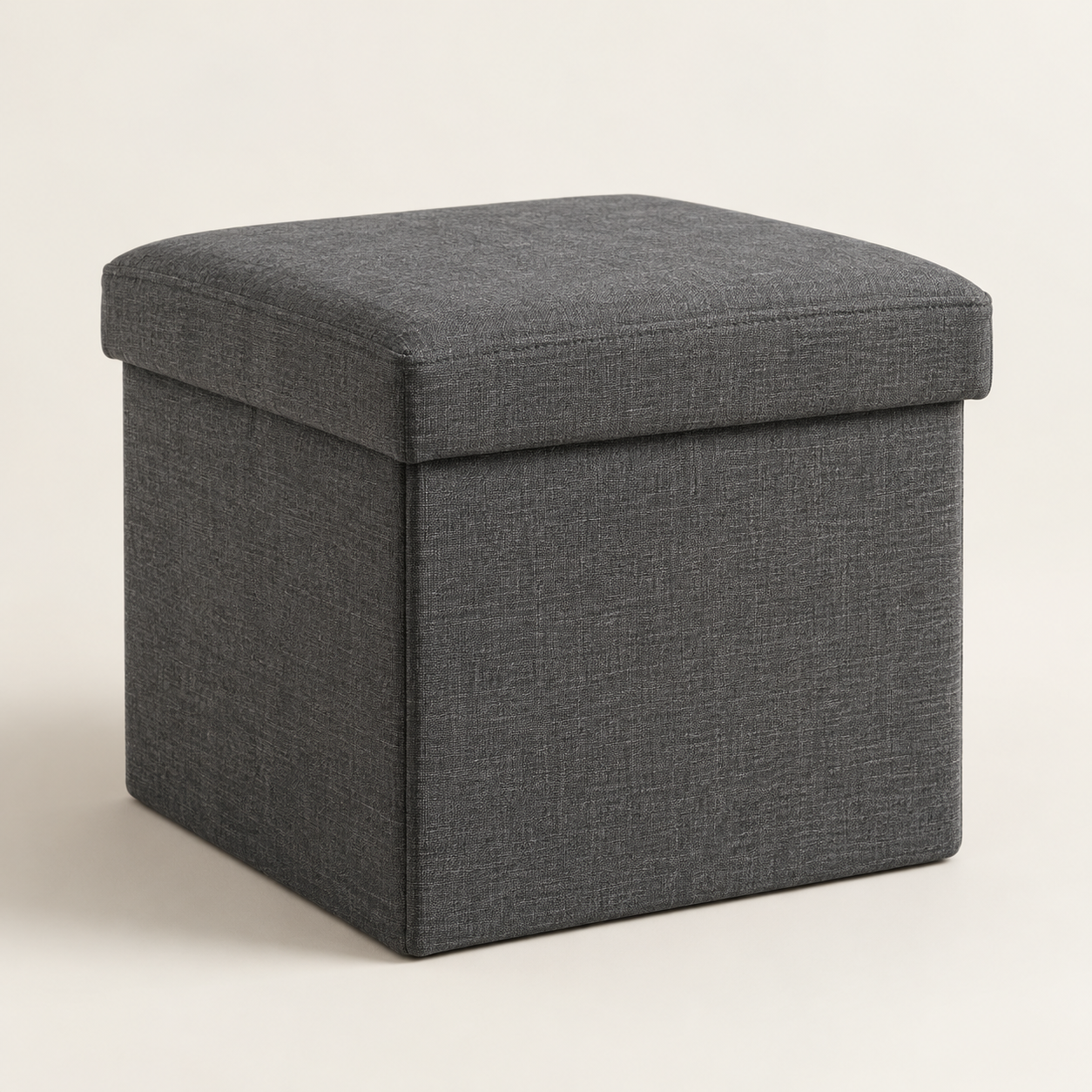 Example of a compact charcoal folding storage ottoman cube