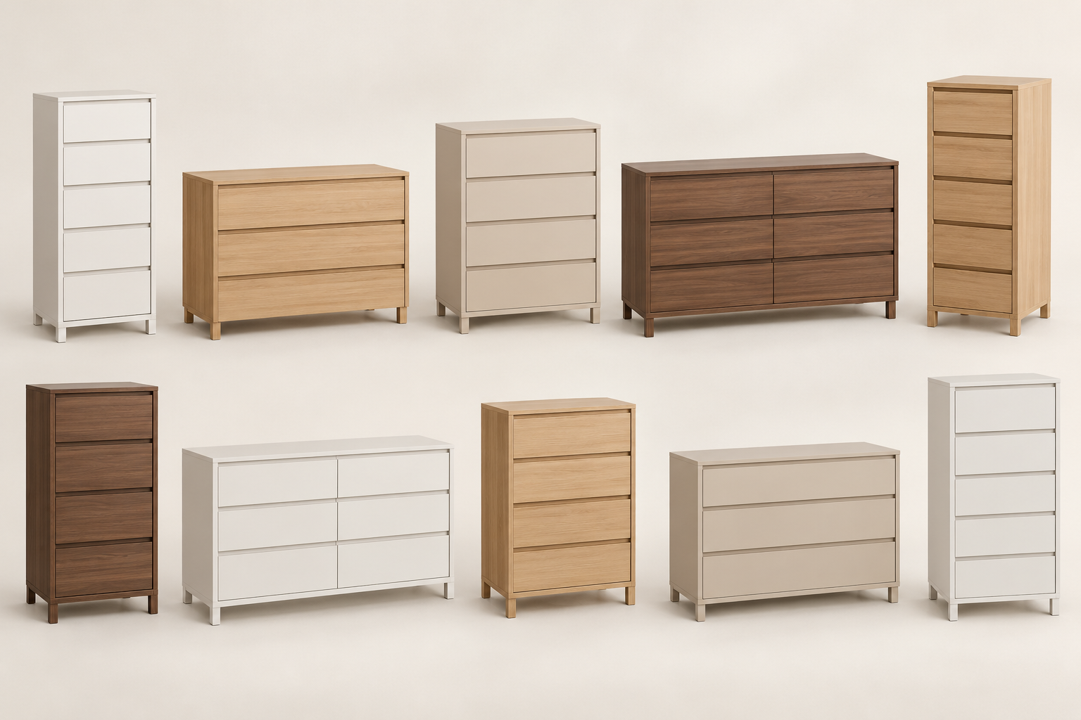 Illustrative comparison of ten compact dresser shapes for small Singapore homes