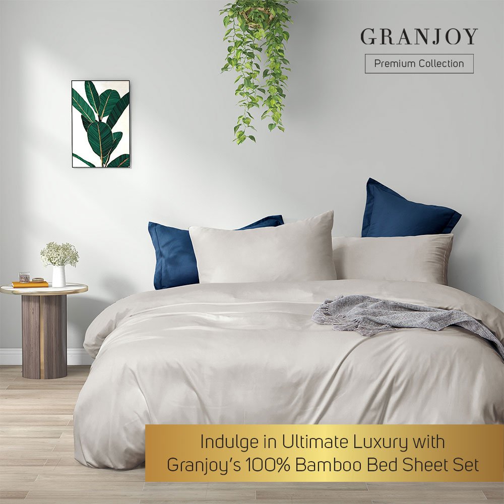Grey bamboo bed sheet set for a luxury hotel-inspired bedroom